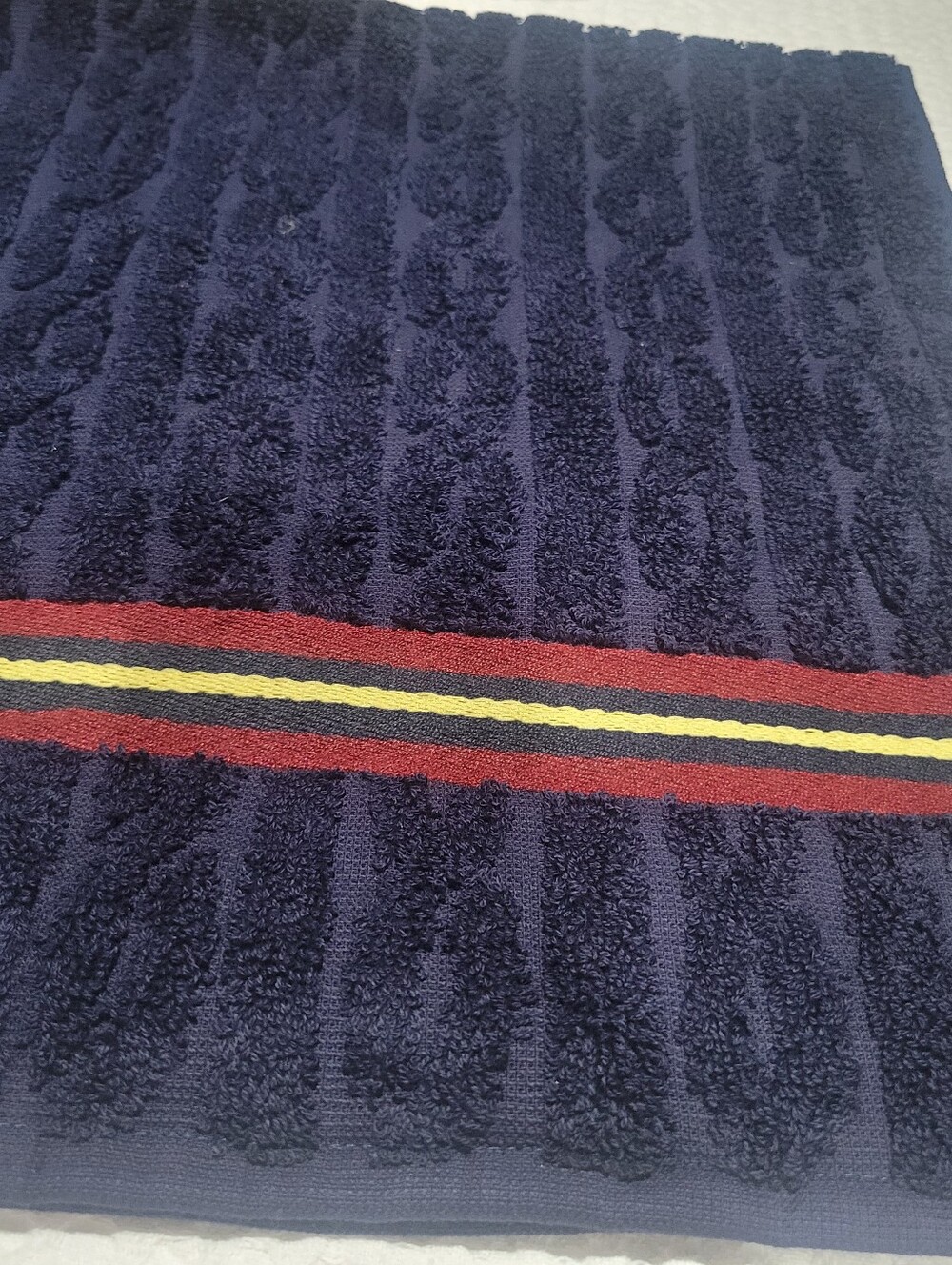 Ralph Lauren Home Navy Cotton Hand Towel Cable "Nightfall" Red Pony NWT Set Of 2